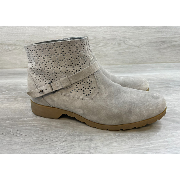 Teva Delavina 1010105 Women's 10 Gray Perforated Leather Side Zip Ankle Bootie - Picture 1 of 10